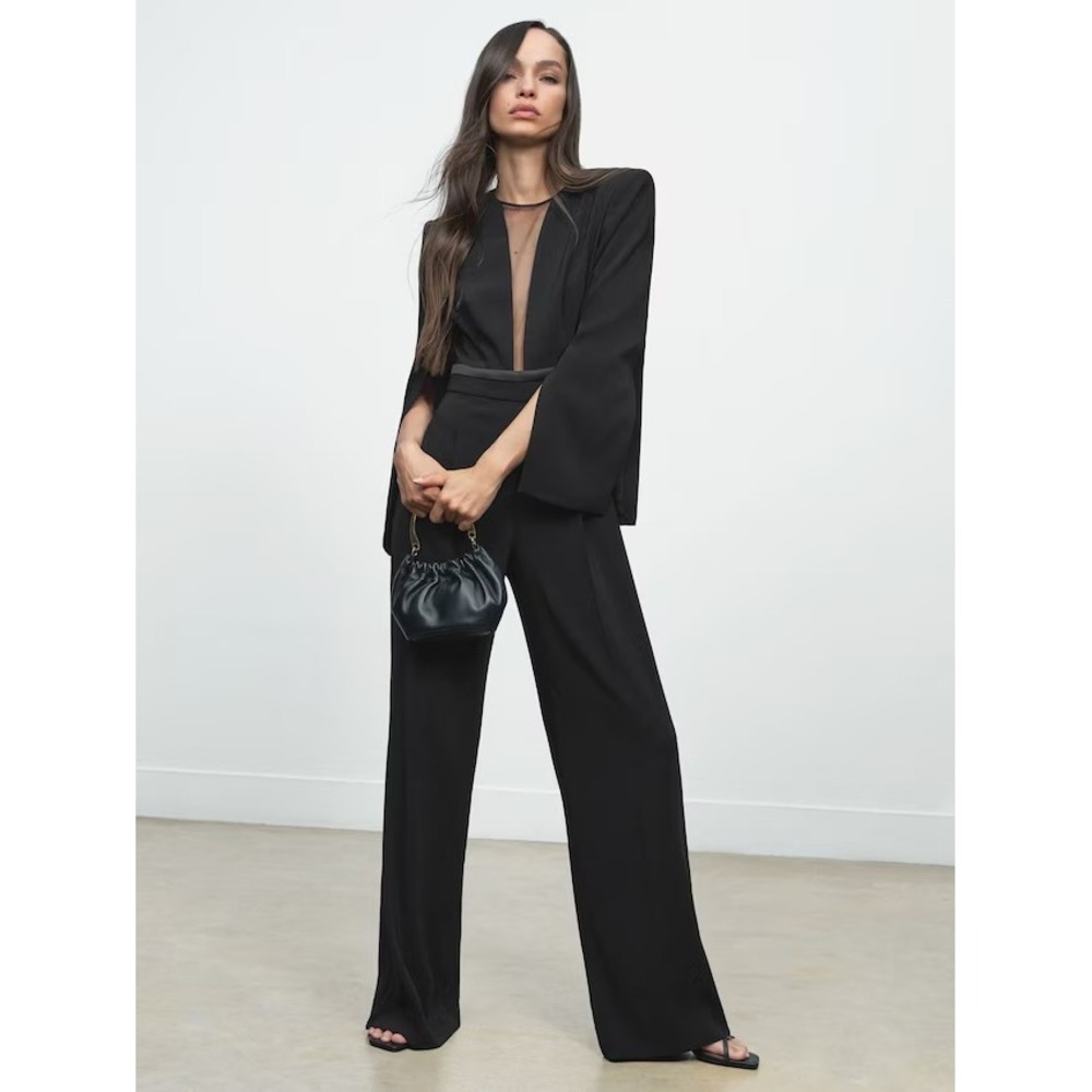 NWT REISS Evora Split Sleeve Jumpsuit in Black / $468 MSRP !!!! / Size 10P